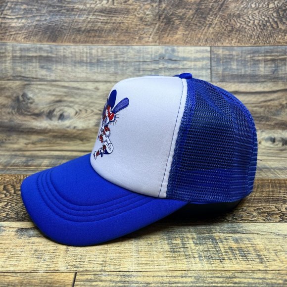 Detroit Tigers Mens Trucker Hat Blue Snapback 70s Alternate Logo Baseball Cap - Picture 3 of 7